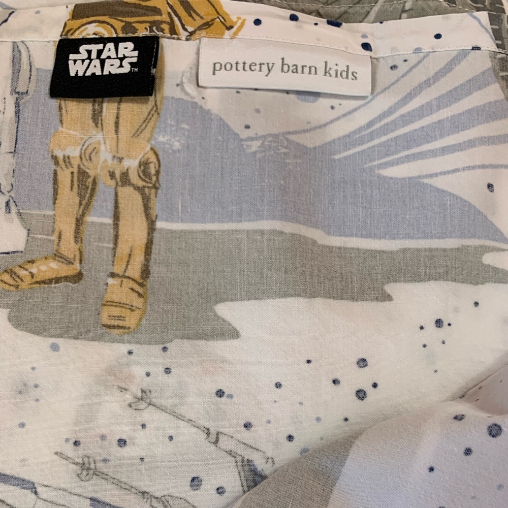 Pottery Barn Kids Star Wars Sheet Set in White, Blue, Gray, Orange - Picture 7 of 8